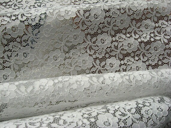 Off White Lace Fabric Stretch Lace Fabric Rose Flowers - Etsy