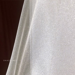 sparkle off white tulle fabric with glitters for bridal dress, veil, costume dress, sparkle tulle for wedding dress