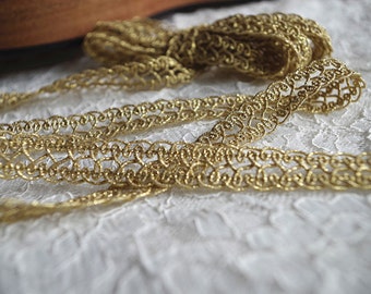 metallic gold lace trim, crochet lace trim, golden lace tape