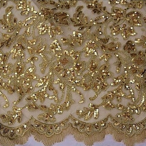 tecido de renda dourada, renda dourada, renda alencon em ouro, renda de vestido de noiva, renda de tecido dourado, tecido por jarda