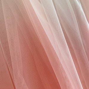 Dip dye style tulle fabric with Ombré colors, peach pink to white gradient color image 5