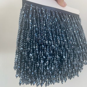 Sparkle Crystal bead Fringe trim for haute couture, handmade bead fringe tassel