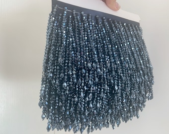 Sparkle Crystal bead Fringe trim for haute couture, handmade bead fringe tassel