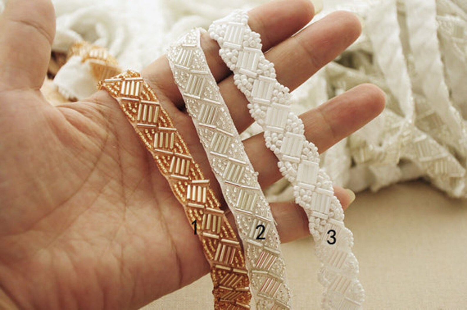 Heavy Beaded Trim Bugle Bead Trim Heavy Beading Trim Bead Etsy