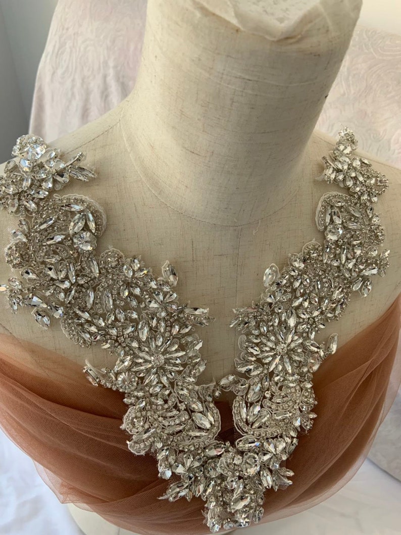Deluxe Heavy Bead Handmade Rhinestone Applique for Bridal Etsy