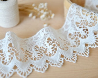 off white cotton lace trim , crochet cotton lace