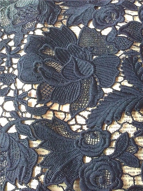 Black Lace Fabric, Black Guipure Lace Fabric, Black Venise Lace