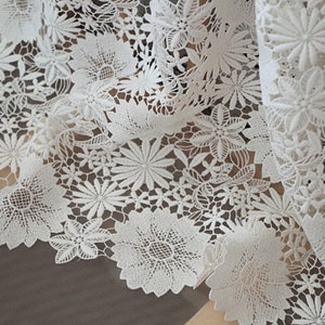 off white guipure lace fabric, venise lace fabric with florals, venice lace fabric with flowers, delicate lace fabric