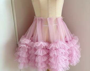 Pink ruffle lace trim, ruffles trim for cake dress, tutu , doll dress trim, tutu trim, pleated tulle trim