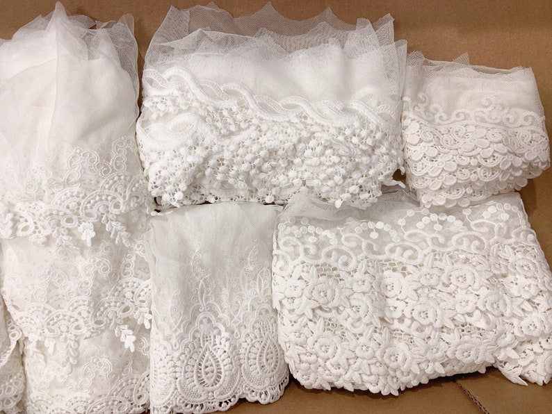 10 yards Assorted cotton Lace Trims, Surprise Grab Bag of lace, Goodie Bag, MYSTERY BAG with lace trims for Crafts, Costumes zdjęcie 5