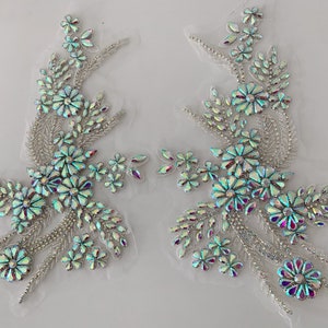 Iridescent Rhinestone Iridescent Rhinestone Applique, Heavy Bead Rhinestone Applique for ...