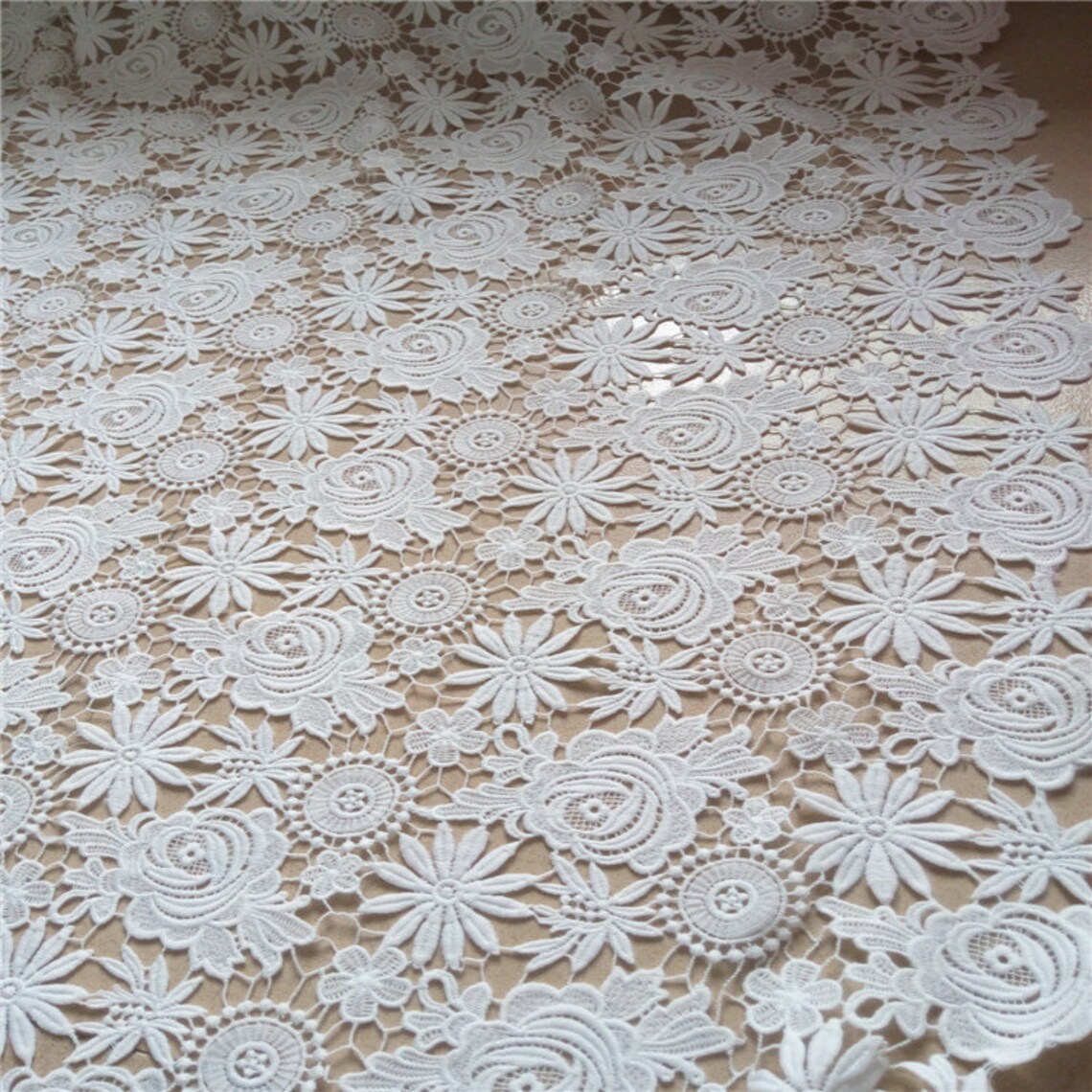Guipure Lace Fabric With Flowers Bridal Lace Fabric Wedding Etsy