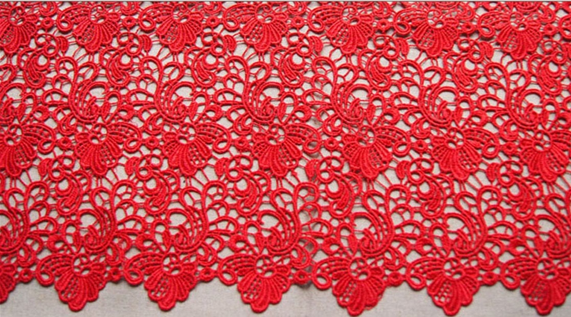 Red Lace Fabrics Crocheted Gown Fabric Hollowed Out Etsy