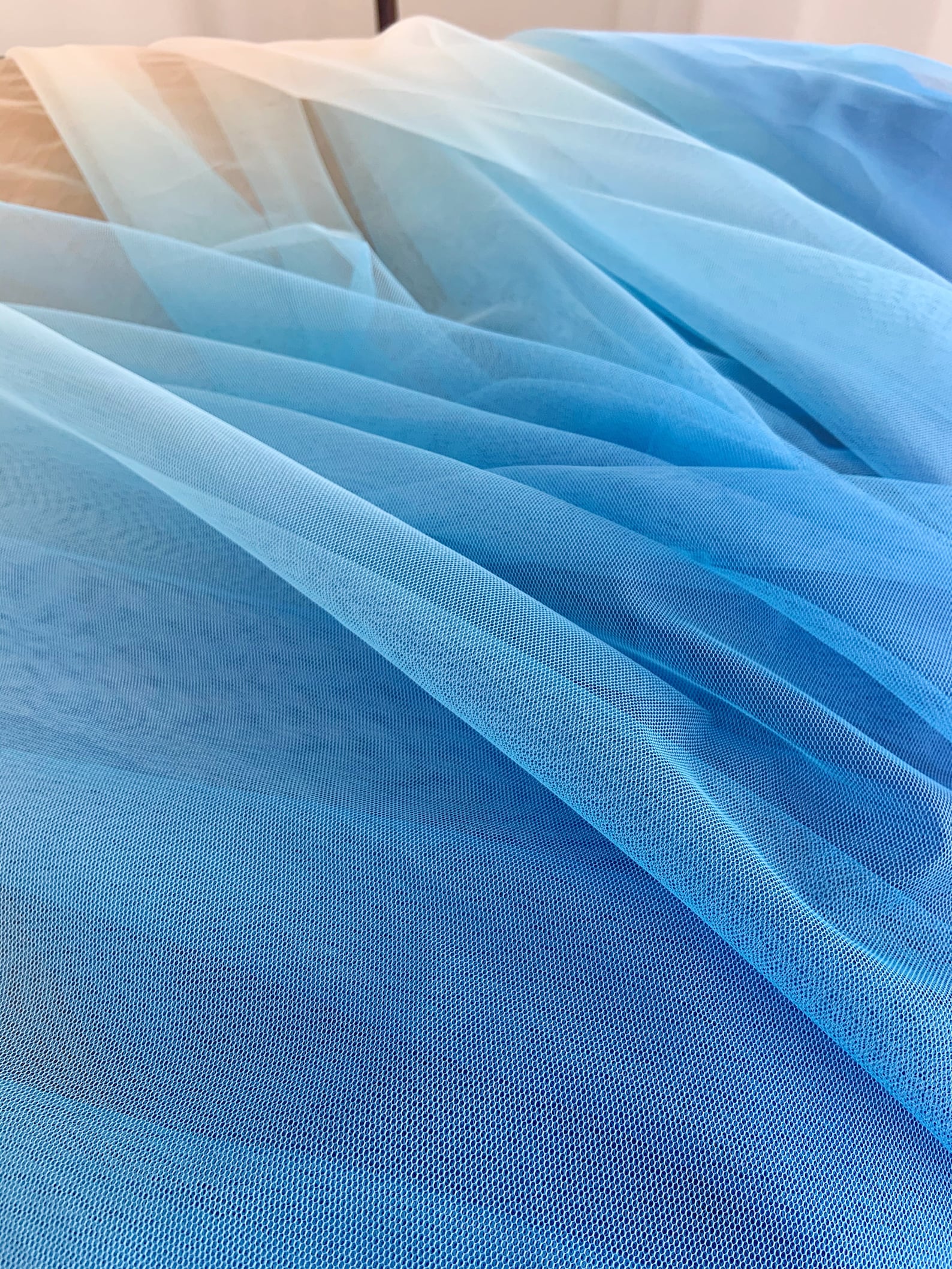 Dip Dye Style Tulle Fabric With Ombré Colors Blue to White Etsy Australia
