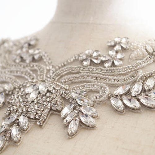 Rhinestone Bridal Neckline Applique for Bridal Dress Etsy