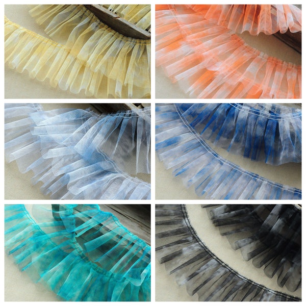 5 yards Tie dye  ruffled trim with | 6 colors available