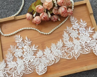 bridal beaded lace trim by the yard