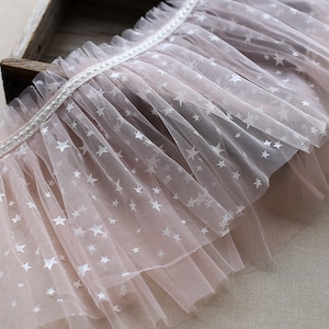 2 Layers tulle ruffle with stars | light pink