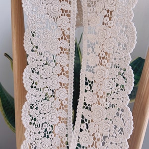 2.9 inches off white cotton lace trim , 100% cotton lace trim, retro scalloped trim lace