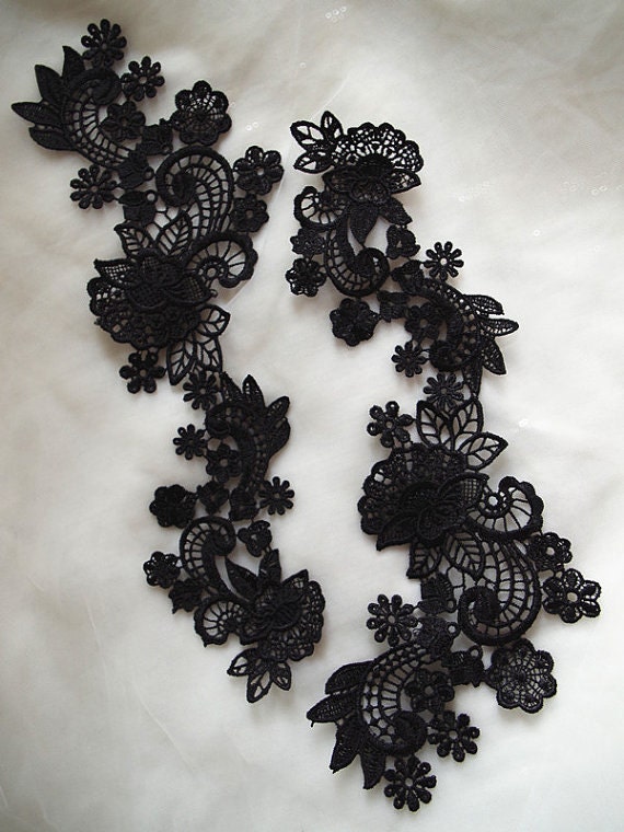 Black Lace Appliqueblack Venice Lace Applique Costume Design Etsy