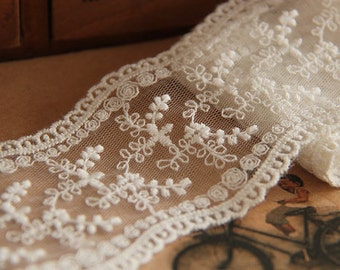 ivory lace trim with double edges, lace tape