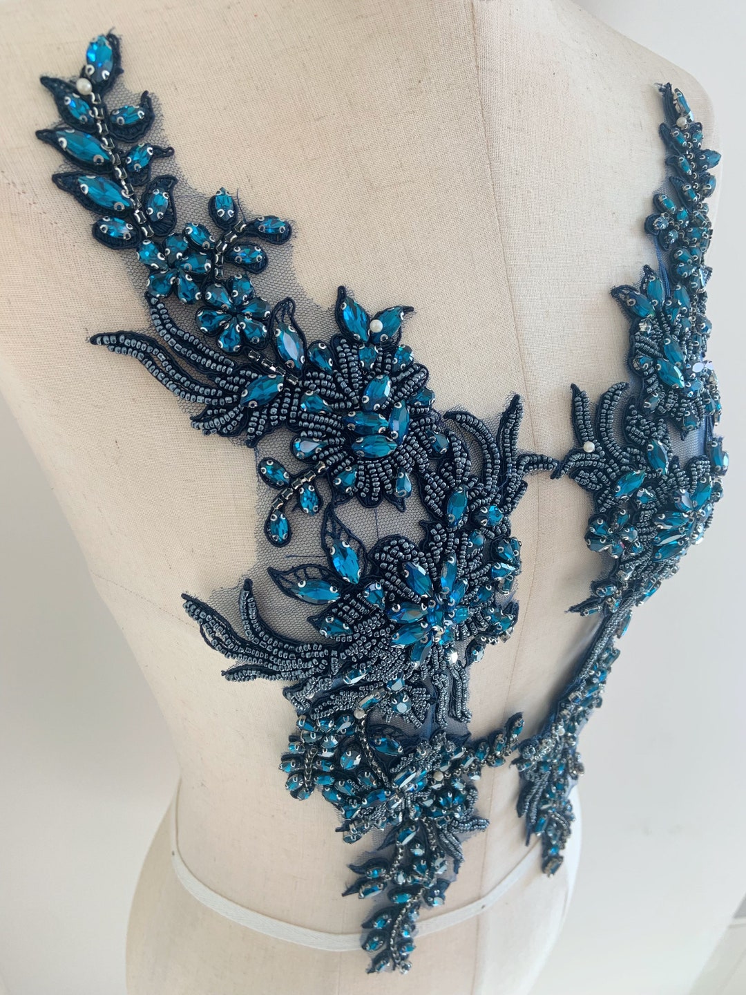 Navy Rhinestone Florals Applique for Couture, Dance Costume - Etsy