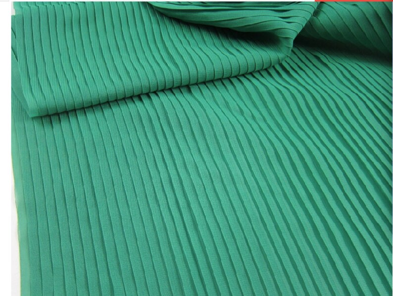Green chiffon accordion pleated fabric for pleated dress Etsy