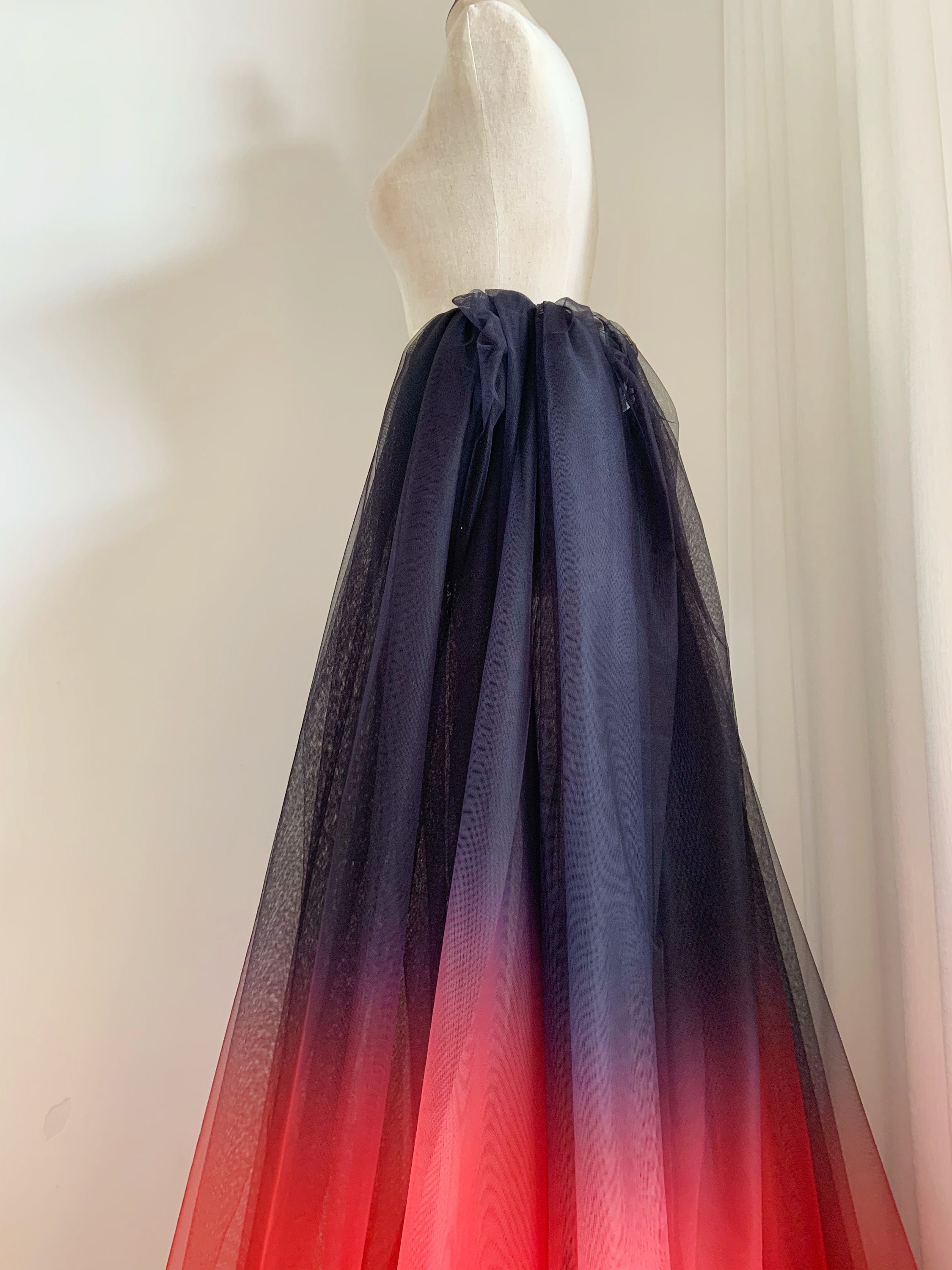 Dip dye style tulle fabric with Ombré colors black to red Etsy
