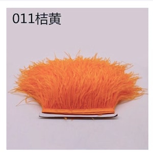 orange Ostrich Feather Trimming Fringe with Ribbon Tape, Millinery Crafts Costumes Decoration, natural Ostrich hair feather trim