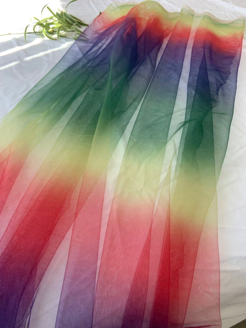Multi Color Tie-dyed Style Tulle Fabric With Gradient Colors - Etsy