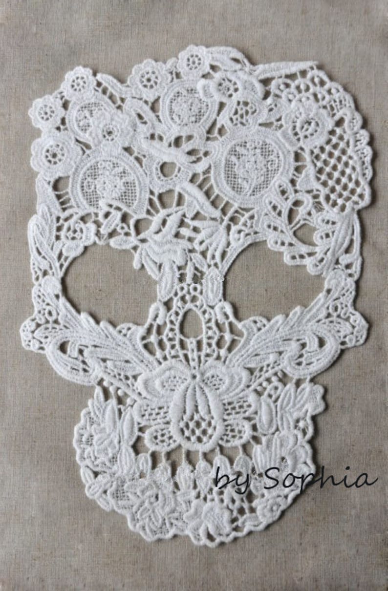 Lace applique in skull pattern skull lace applique cotton Etsy