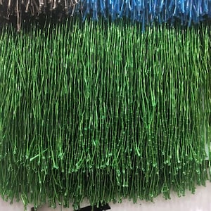 Green heavy bead Fringe trim for haute couture, handmade bead fringe tassel, seed beads fringe, Millinery Crafts Costumes Decoration,