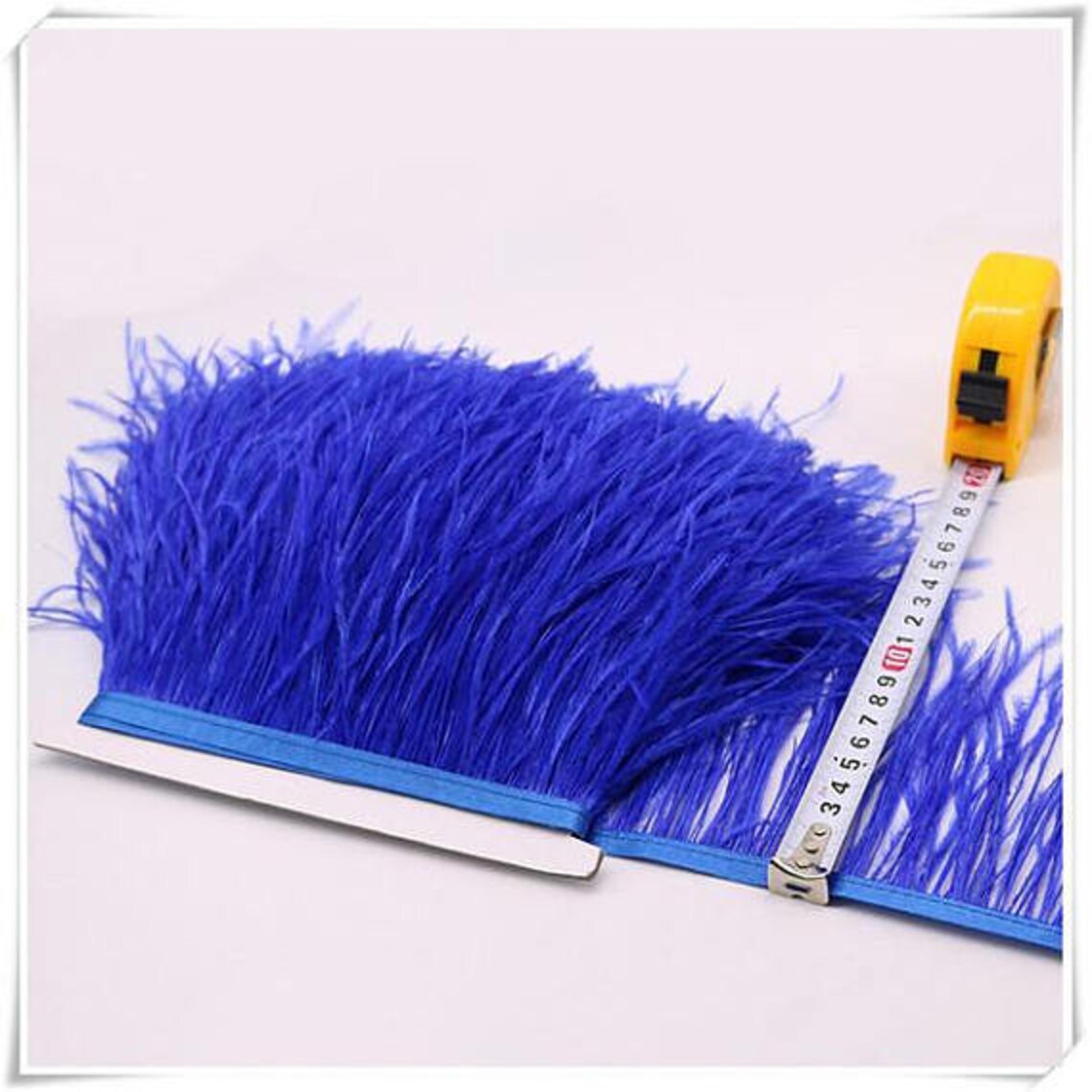 Light Blue Ostrich Feather Trimming Fringe With Ribbon Tape Etsy