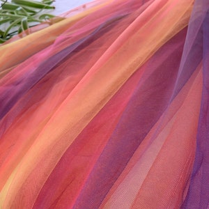 Tie dyed style tulle fabric with Gradient colors, rainbow color mesh lace fabric, tulle net lace fabric for dress