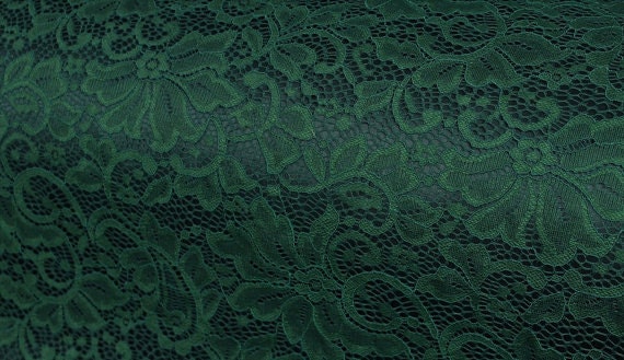 Green Lace Fabric, Stretch Lace Fabric, Green Lace, Alencon Lace, Fabric by  Yard SALE 
