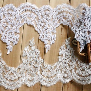 lace border cord lace trim for bridal veil ivory alencon lace trim bridal scalloped trim cord lace trim lace trimming