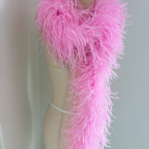 3 Ply Pink Ostrich Feather boa for dress, extra dense natural Ostrich hair feather trim for couture supplies