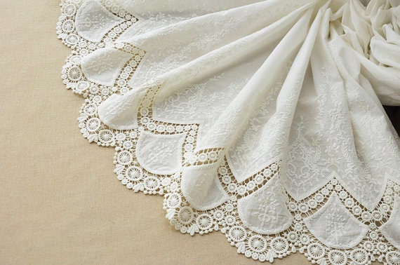 cotton lace fabric with hollowed floral