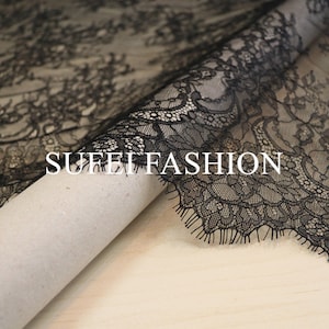 black Chantilly lace fabric, French chantilly lace fabric
