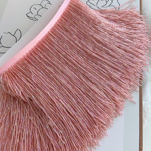 Pink  bead Fringe trim for haute couture, handmade bead fringe tassel