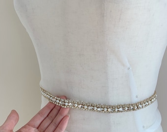 Cinturón de diamantes de imitación dorados, ribete fino de diamantes de imitación para tiras de vestido, cinturón, fajín de diamantes de imitación