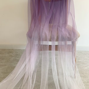 Dark purple Dip dye style tulle fabric with Ombré colors, mesh with gradient color