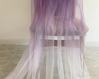 Dark purple Dip dye style tulle fabric with Ombré colors, mesh with gradient color