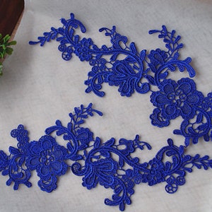 blue lace applique, crochet lace applique, venise lace applique