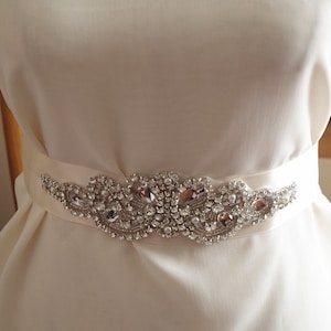 bridal sash applique, rhinestone sash applique, crystal applique, wedding sash belt applique