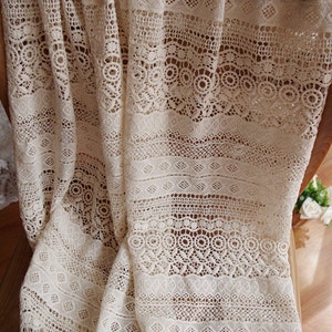 cream cotton lace fabric, natural cotton lace fabric, ecru cotton lace fabric, vintage style lace, retro lace fabric