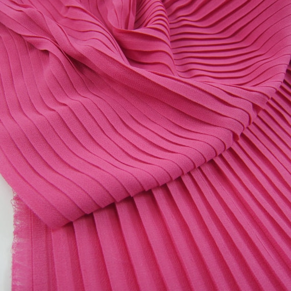 Tela plisada de acordeón de gasa rosa caliente para vestido - Etsy España