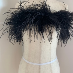 Black Ostrich Feather boa for dress, extra dense natural Ostrich hair feather trim for couture supplies