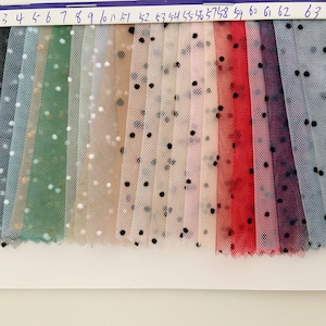 Soft and Breathable Tulle Fabric with Flocking Velvet Dots for Comfortable Clothing Designs