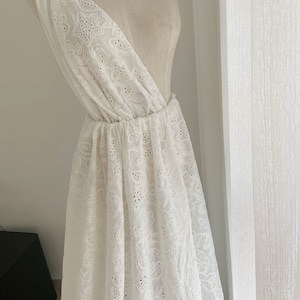 off white cotton lace fabric with guipure embroidery, eyelet lace fabric with florals embroidery